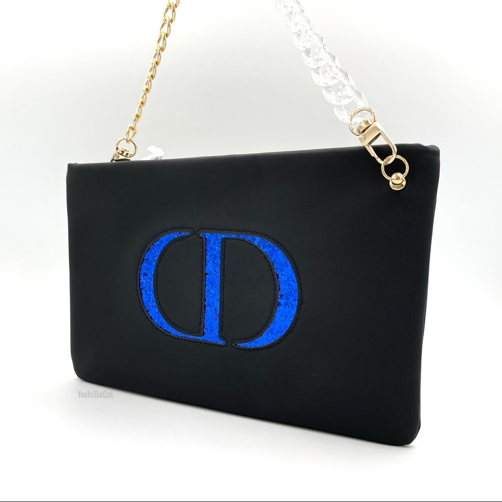 🆕 Dior Beauty Cosmetic Pouch to Crossbody Bag Purse, New Handbag, Black & Blue - Picture 5 of 12